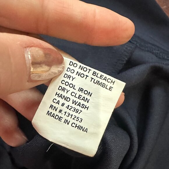 PINK MARTINI Navy Drape Neck Dress with Pockets Size Small - Picture 9 of 9